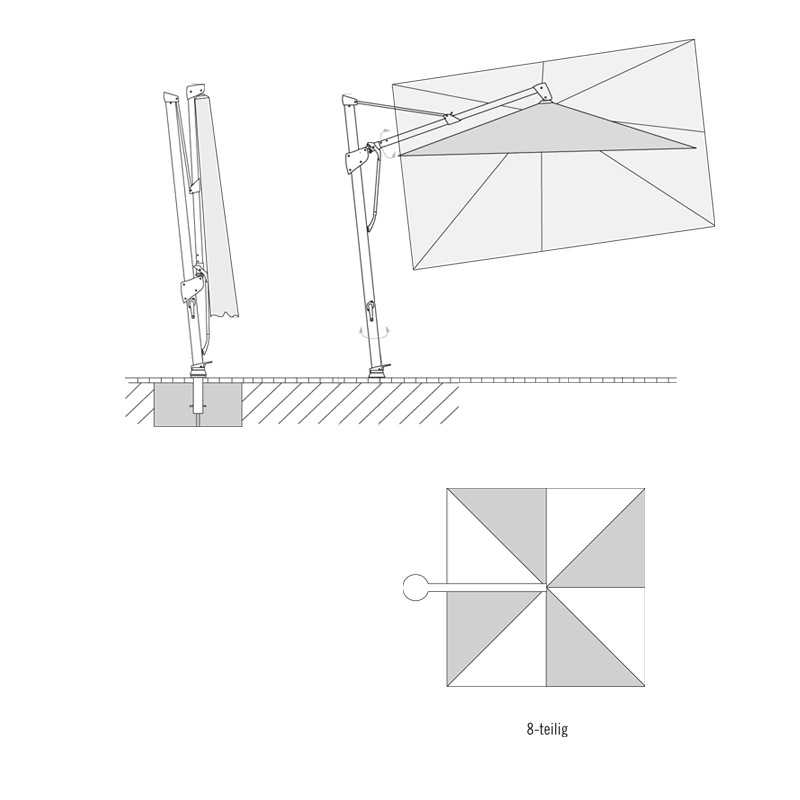 Glatz SOMBRANO® S+ Freiarm 300x300 cm, Vanilla/ Gestell anthrazit