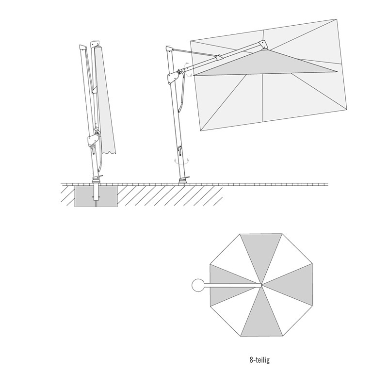 SOMBRANO® S+ Easy Freiarmschirm Ø 350 cm, Eggshell/ Gestell anthrazit